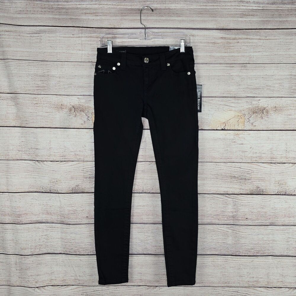 NWT True Religion Halle Single Needle Super Skinny Jean Black Size 27